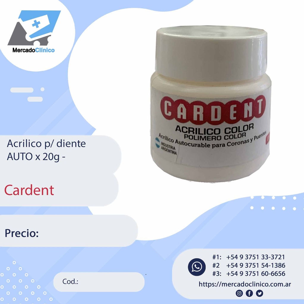 Acrilico p/ diente x 20 g -Cardent