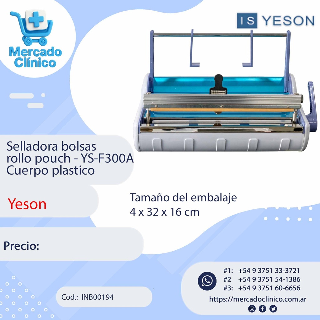 Selladora bolsas  p/ rollo pouch - YS-F300A Cuerpo plástico - Yeson