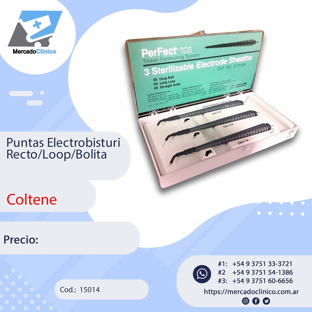 PUNTAS ELECTROBISTURI X3 - RECTO, LOOP, BOLITA - coltene