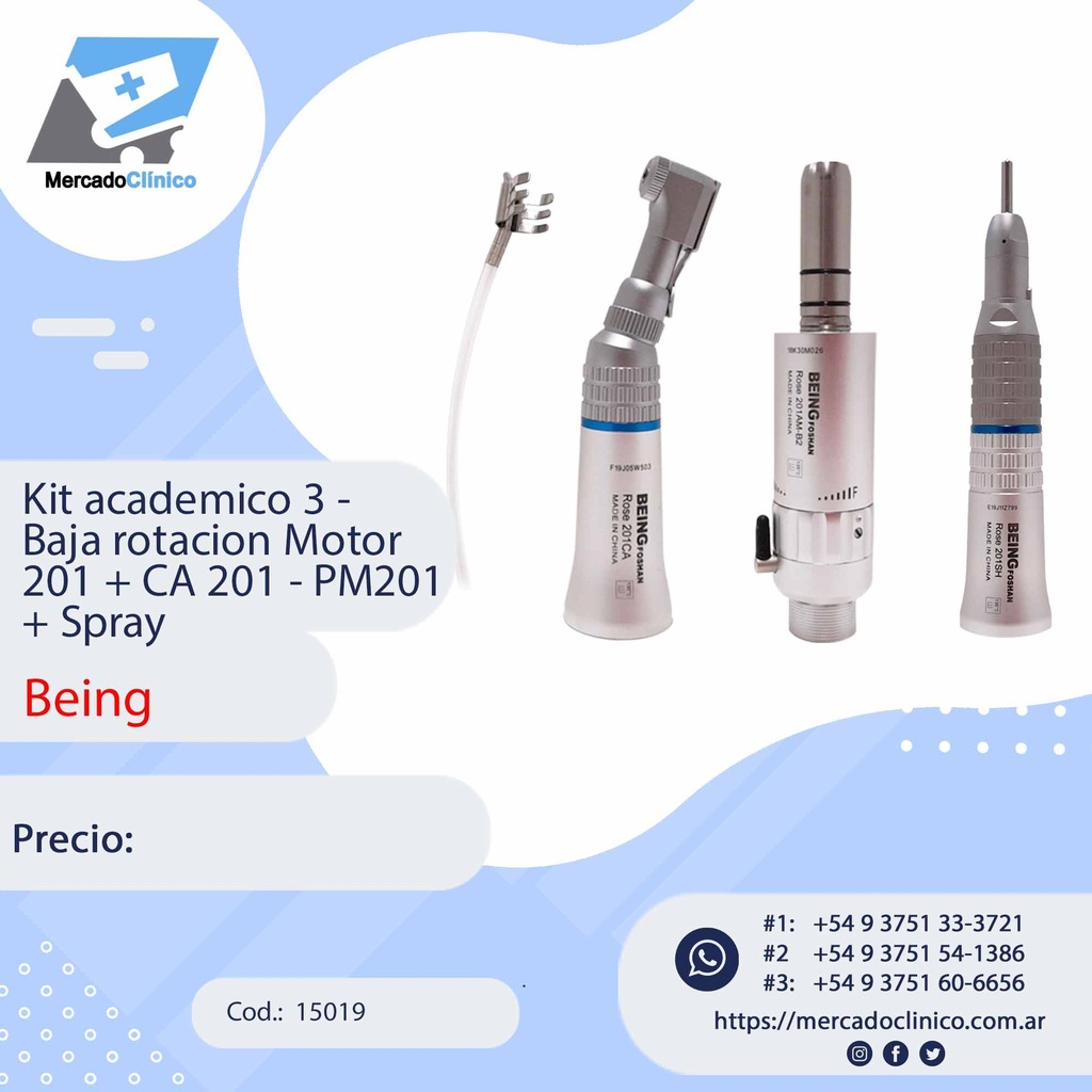Kit academico 3 - Baja rotacion Motor 201 + CA 201 - PM201 + Spray - BEING