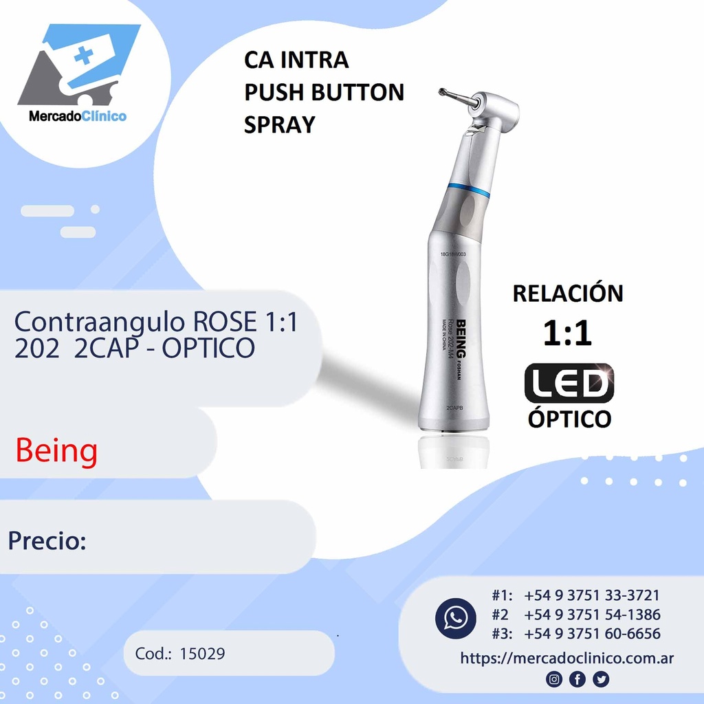 Contraangulo ROSE 1:1 202 2CAP - OPTICO - Being