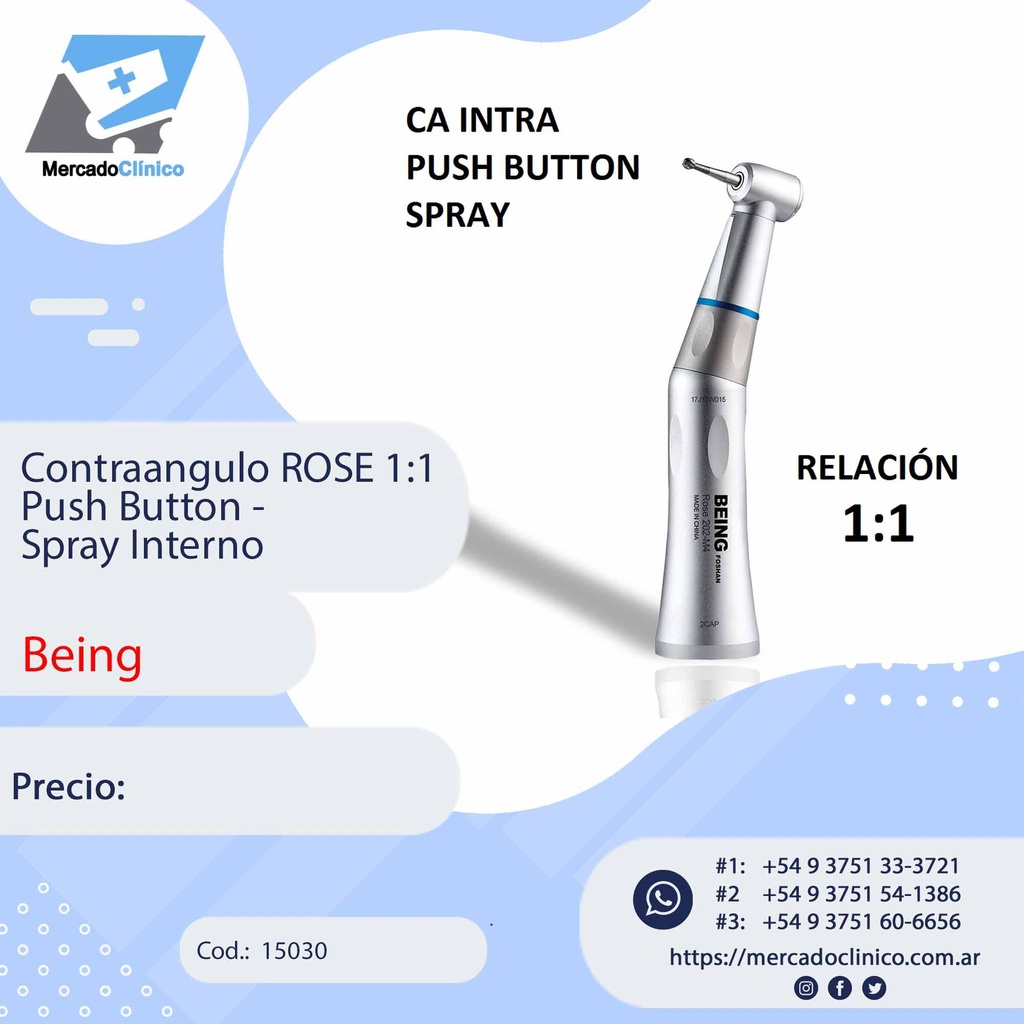 Contraangulo ROSE 1:1 Push Button - Spray Interno - being