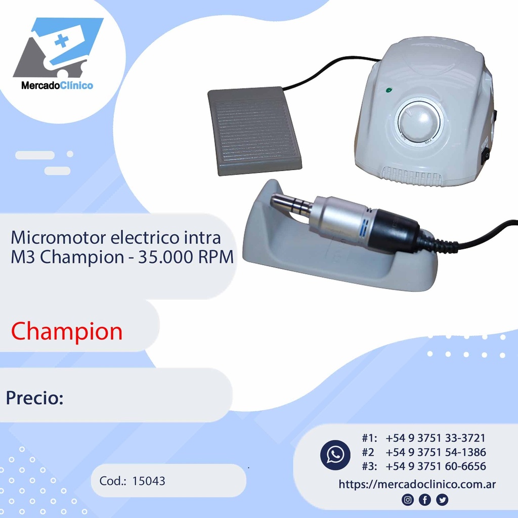 Micromotor electrico intra M3 Champion - 35.000 RPM