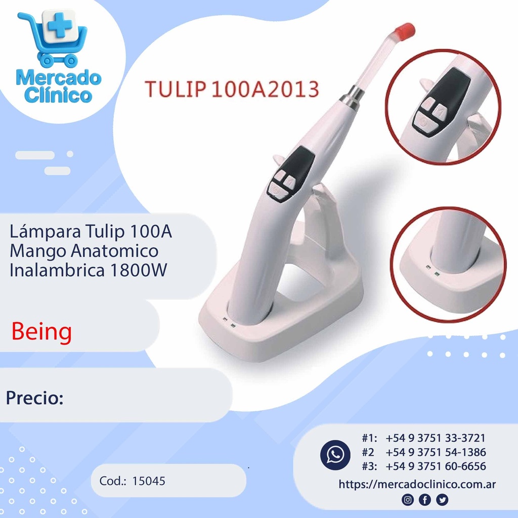Lampara Tulip 100A  Mango Anatomico Inalambrica 1800W - Being
