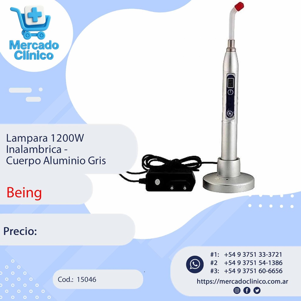 Lampara 1200W  Inalambrica -  Cuerpo Aluminio Gris - Being