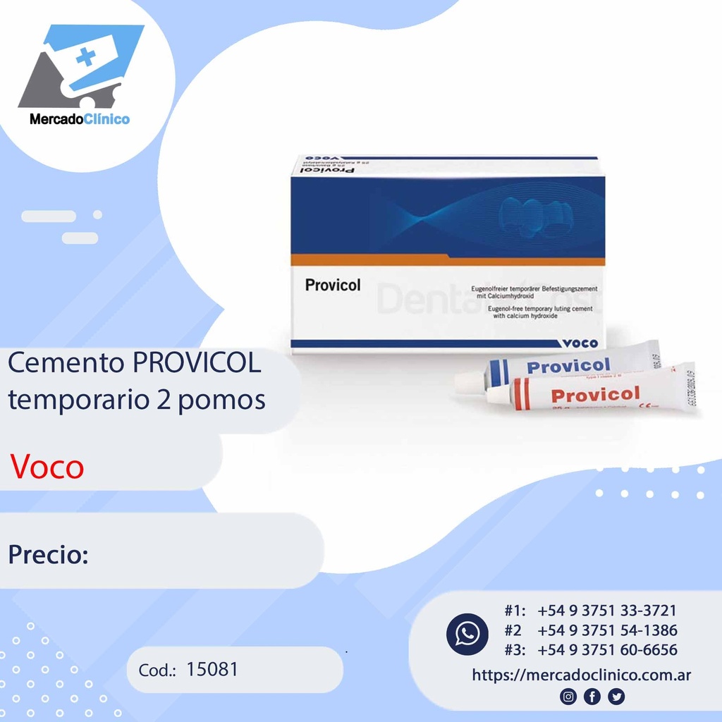 Cemento PROVICOL  temporario 2 pomos  - VOCO