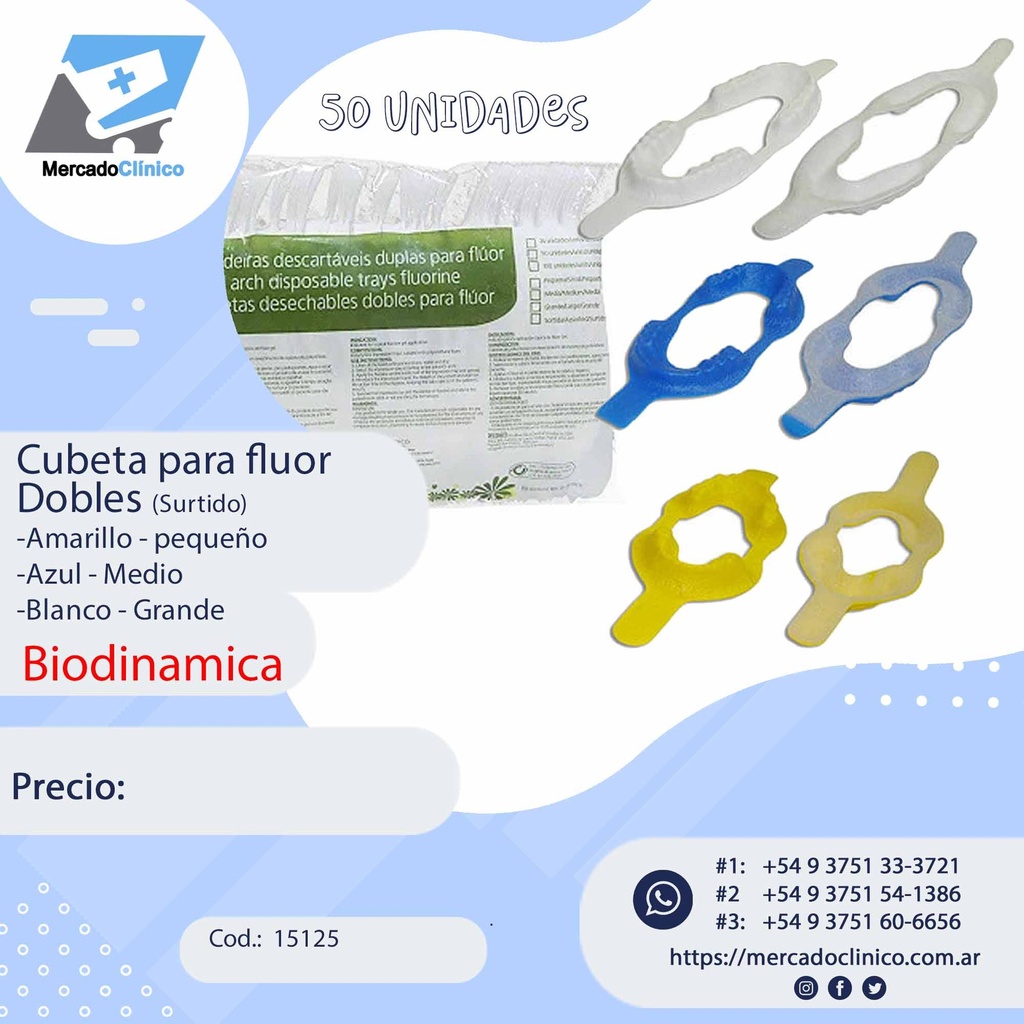 Cubeta Flúor doble - descartable Tamaño surtido - Biodinamica