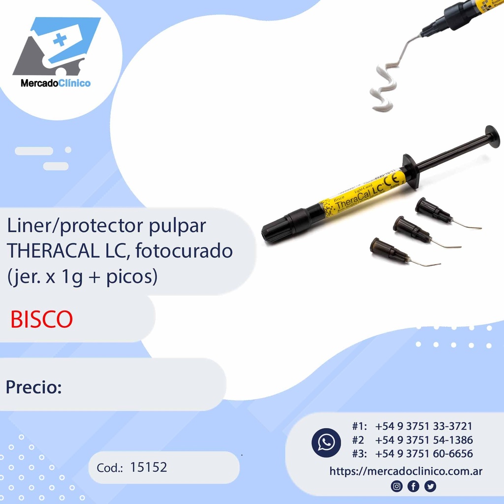 Liner / base  protector pulpar THERACAL LC, fotocurado (jer. x 1g + picos) - BISCO
