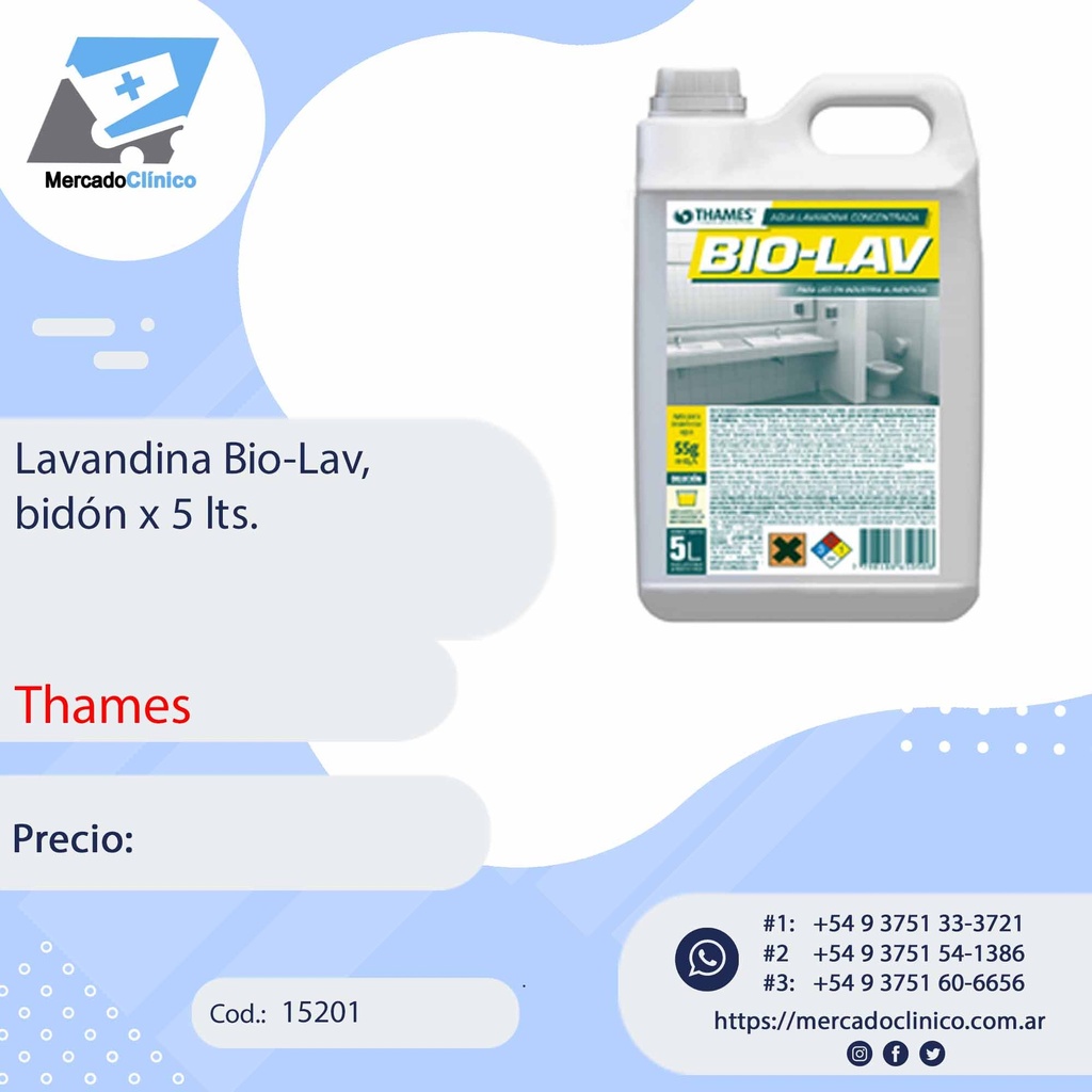 Lavandina Bio-Lav, bidón x 5lts. THAMES