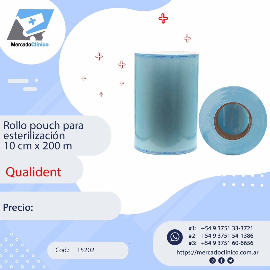 Rollo pouch para  esterilización  10 cm x 200 m - QUALIDENT