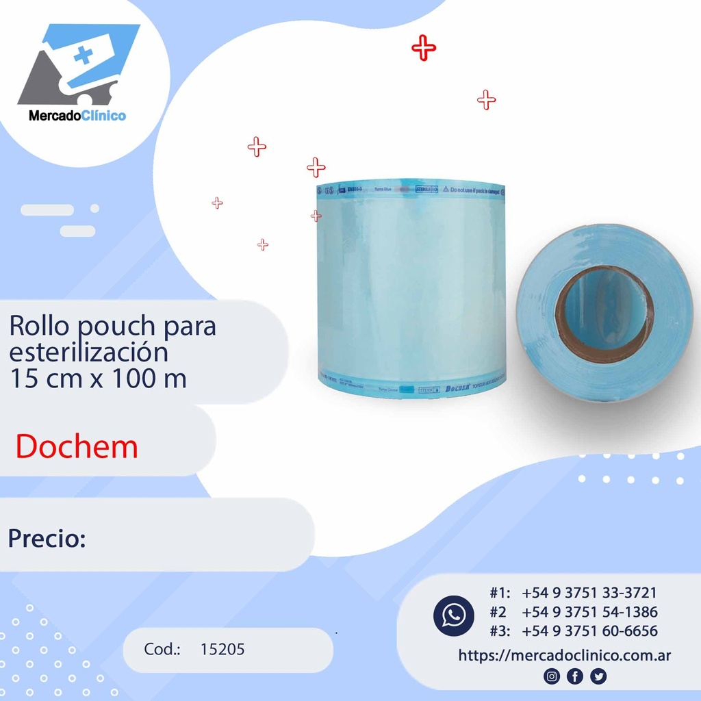 Rollo pouch para esterilización 15 cm x 100 m - DOCHEM