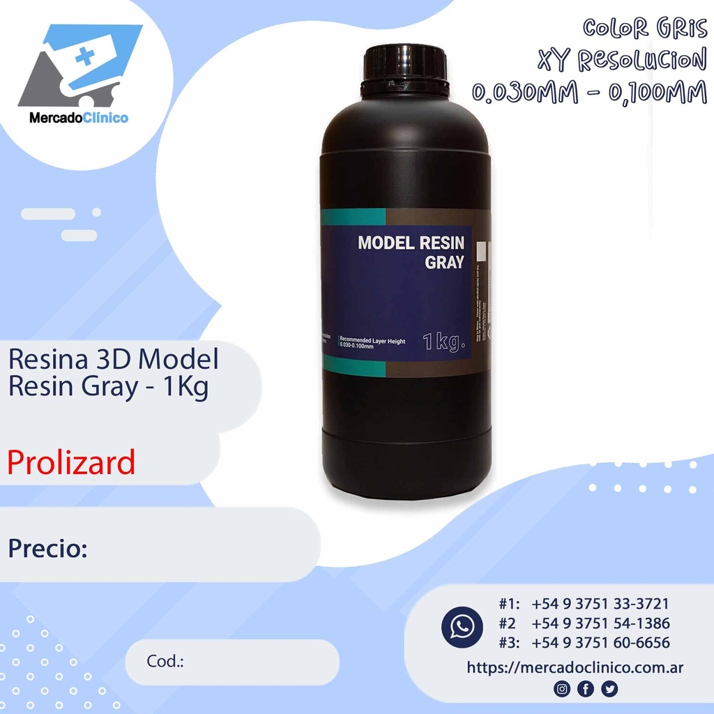 Resina 3D Model Resin Gray - 1Kg - PROLIZARD