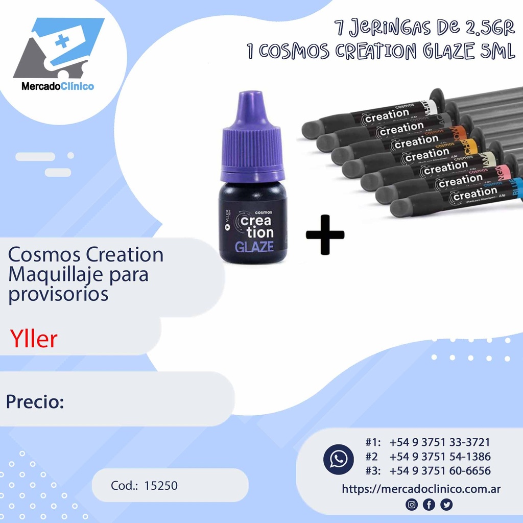 Cosmos Creation Maquillaje para provisorios - 7 jeringas + 1 glaze - YLLER