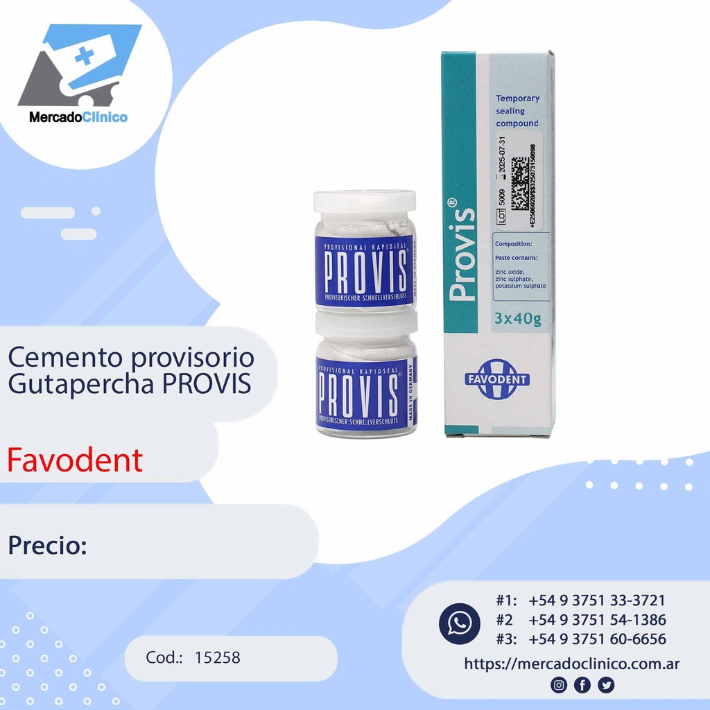Cemento provisorio Gutapercha PROVIS - FAVODENT
