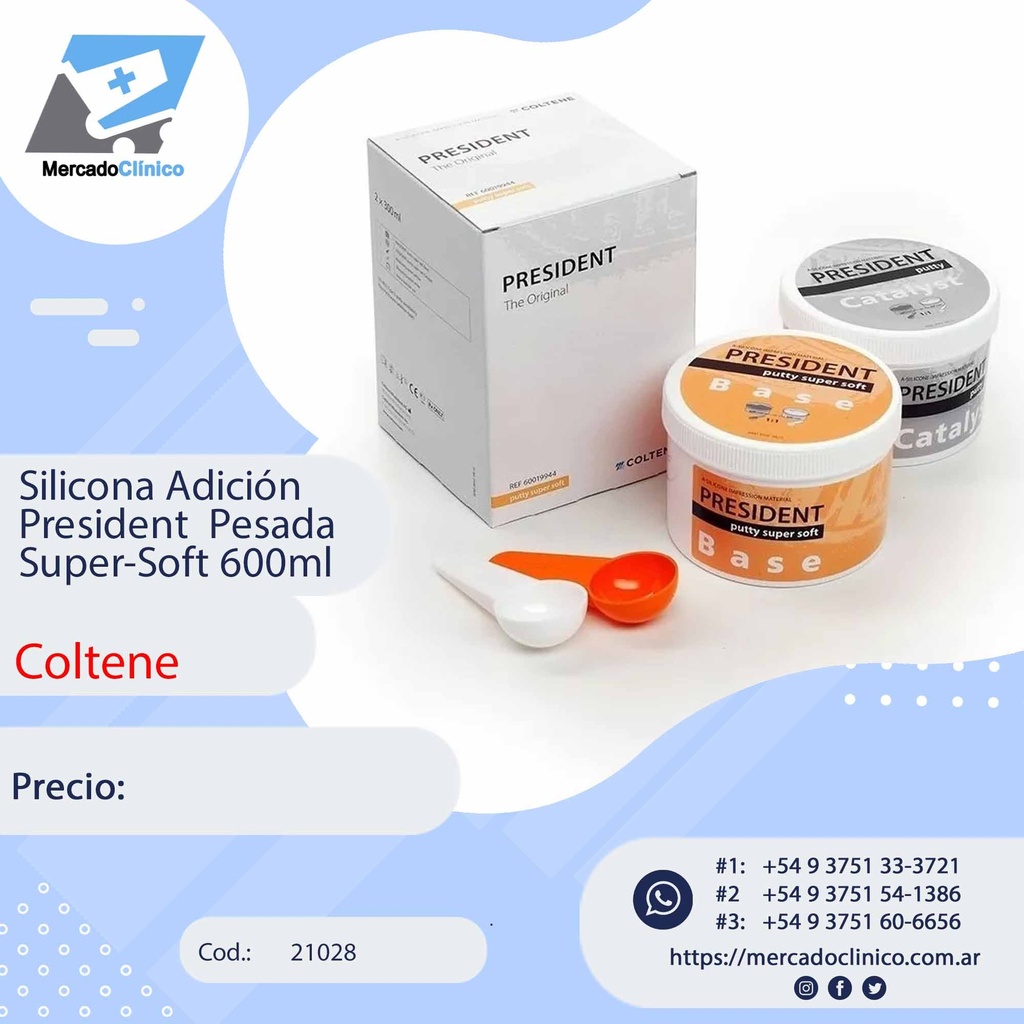 Silicona Adición President  Pesada Super-Soft 600ml - COLTENE