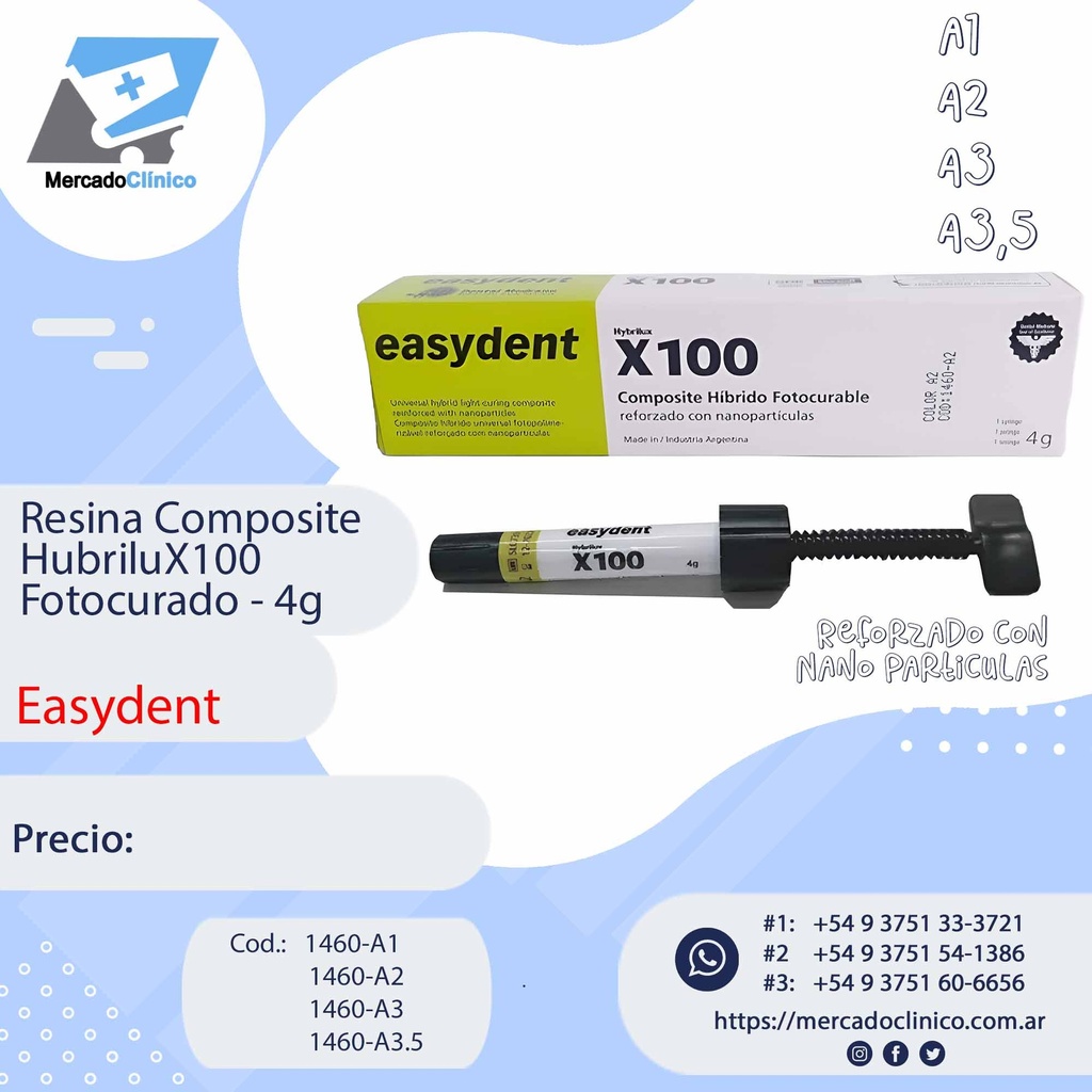 Resina Composite hybriluX100 - Fotocurado 4g -  Easydent