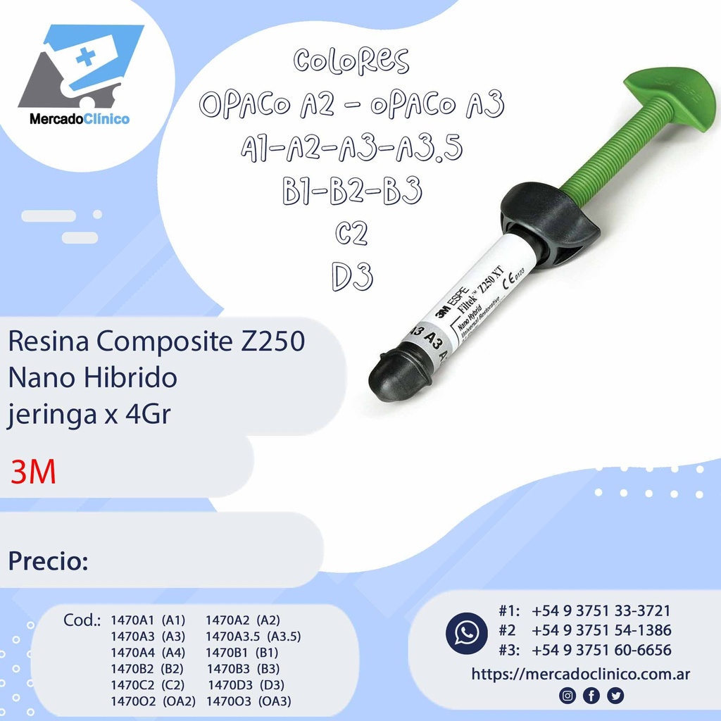 Composite FILTEK Z250XT NANO hibrida - Jeringa 4grs - 3M