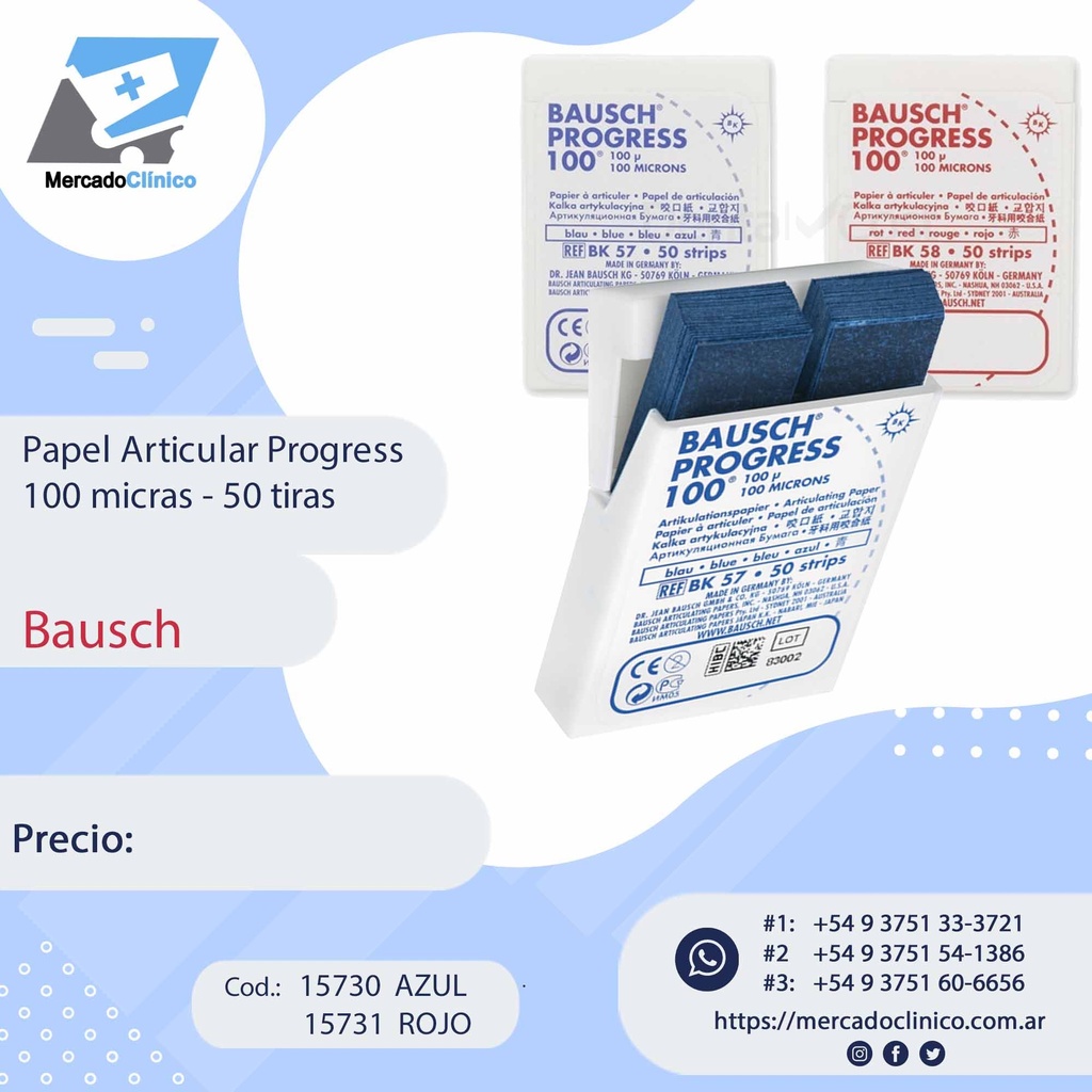 Papel Articular Progress 100 micras - 50 tiras - BAUSCH