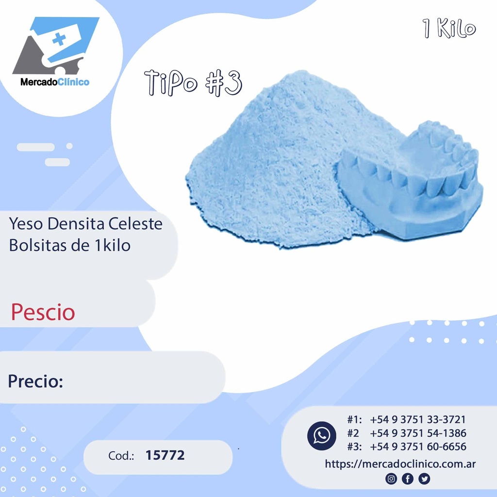 Yeso Densita 1 Kilo - Celeste - Pescio