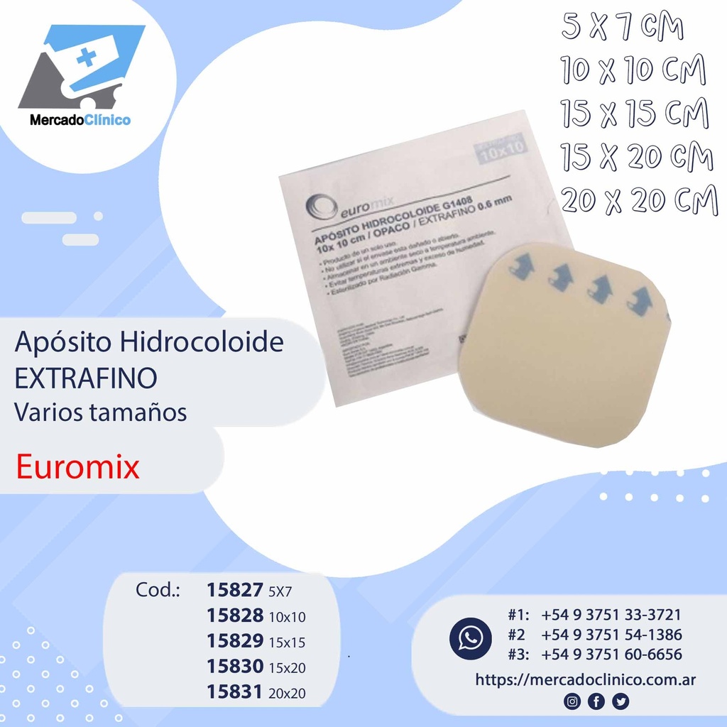 Apósito Hidrocoloide Extrafino - Dif. Tamaños - Euromix