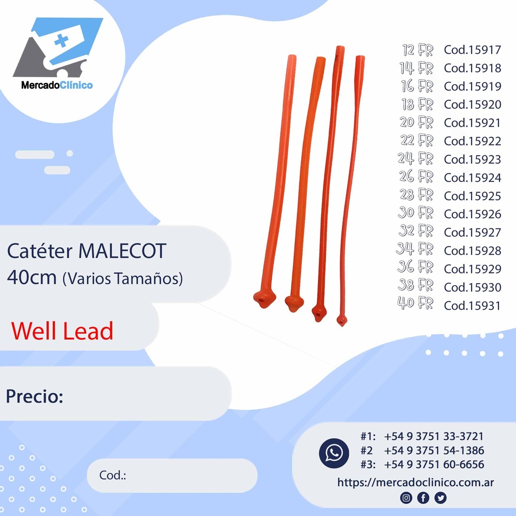Catéter MALECOT 40cm - WELL LEAD