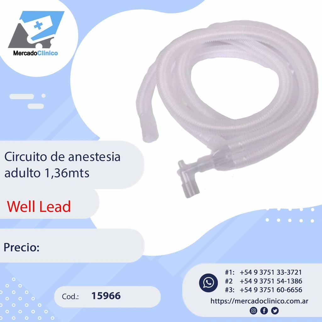 Circuito de anestesia adulto 1,36mts - WELL LEAL