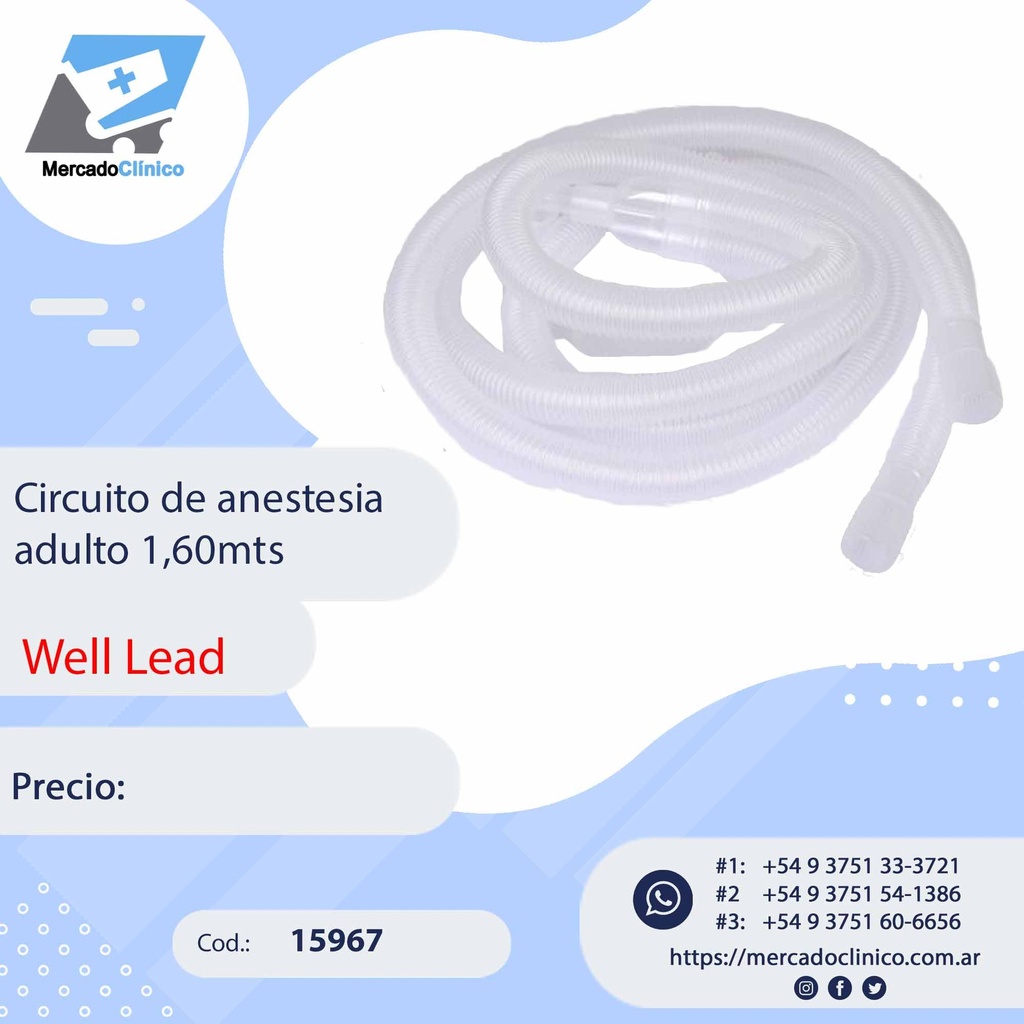 Circuito de anestesia adulto 1,60mts - WELL LEAD