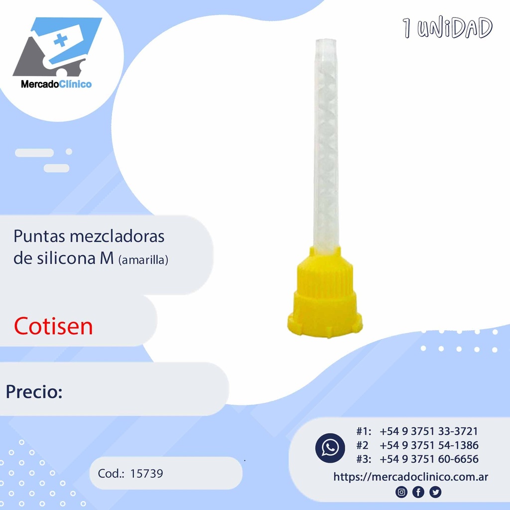 Puntas mezcladoras de silicona M (amarilla) - COTISEN