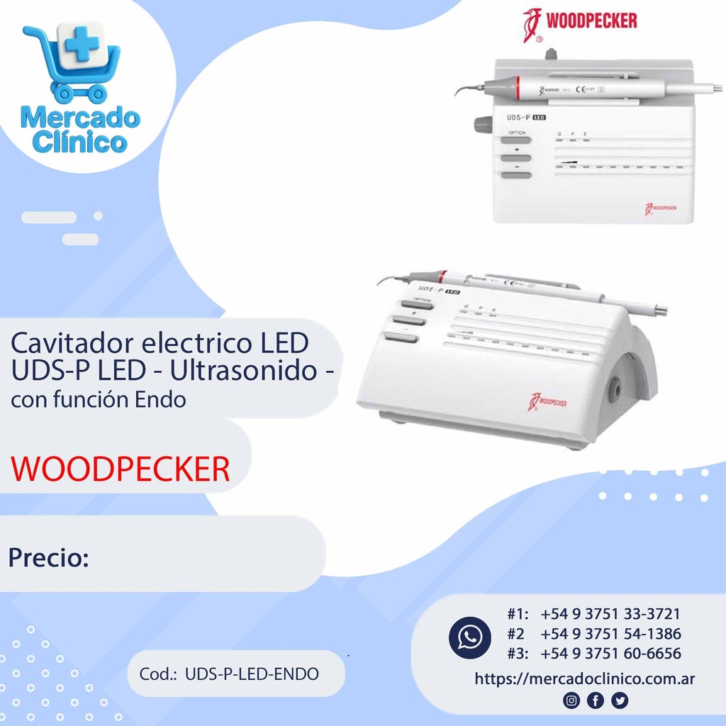 Cavitador eléctrico LED UDS-P LED- Ultrasonido con función Endo- WOODPECKER
