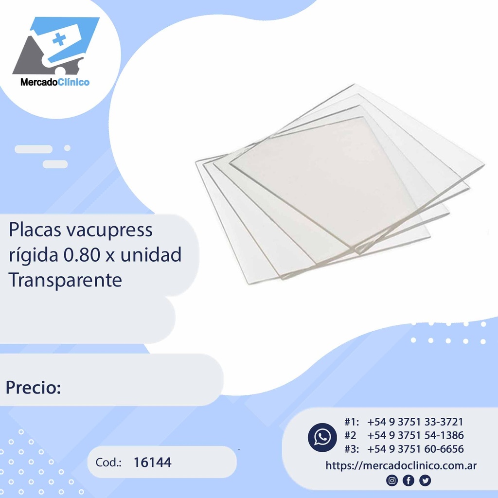 Placas / láminas  vacupress rígida 0.80 x unidad Transparente