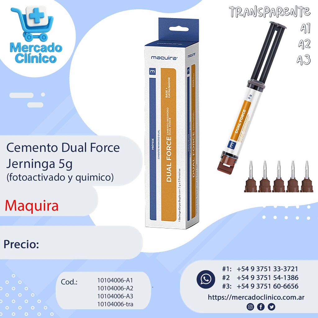 Cemento resinoso Dual Force - Jeringa 5g - Maquira