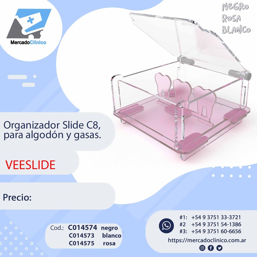 Organizador Slide C8, para algodón y gasas. VEESLIDE