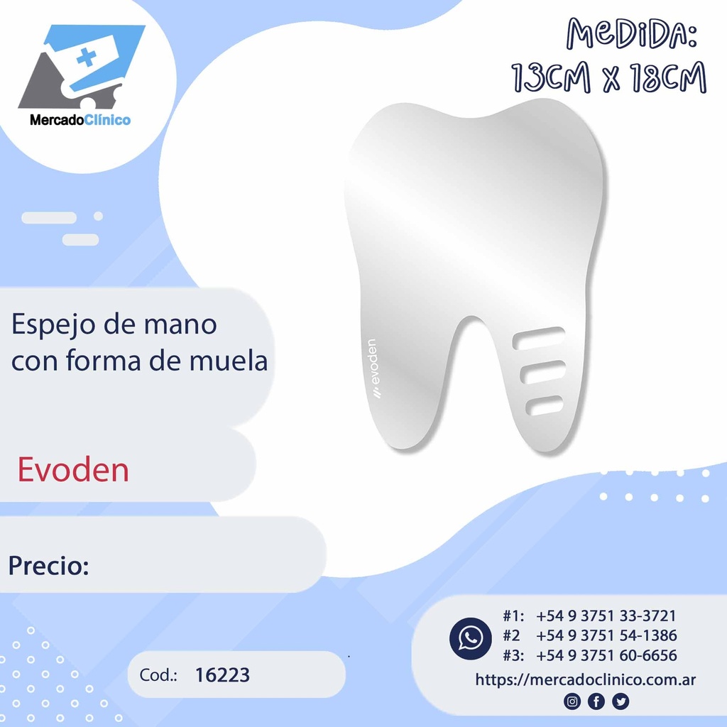 Espejo de mano con forma de muela - EVODEN