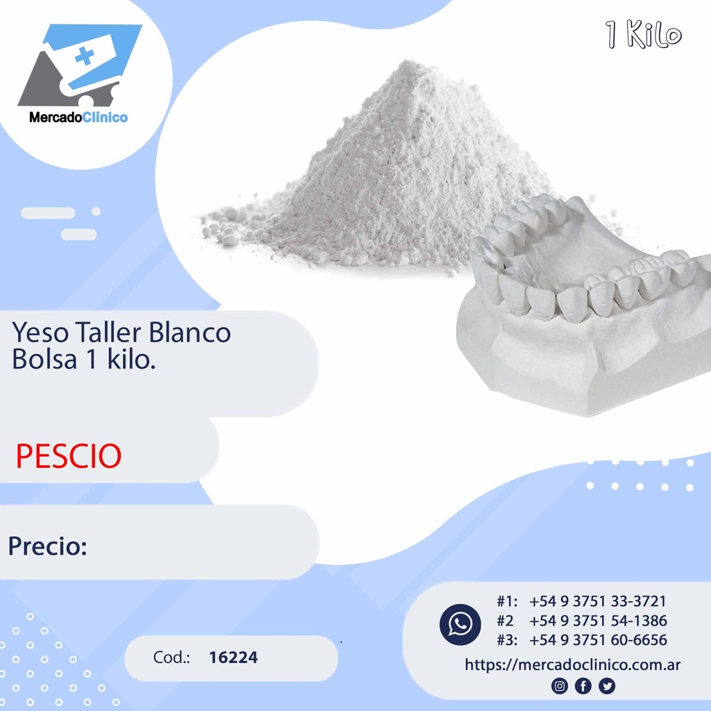 Yeso Taller Blanco - Bolsa 1 kilo - Pescio