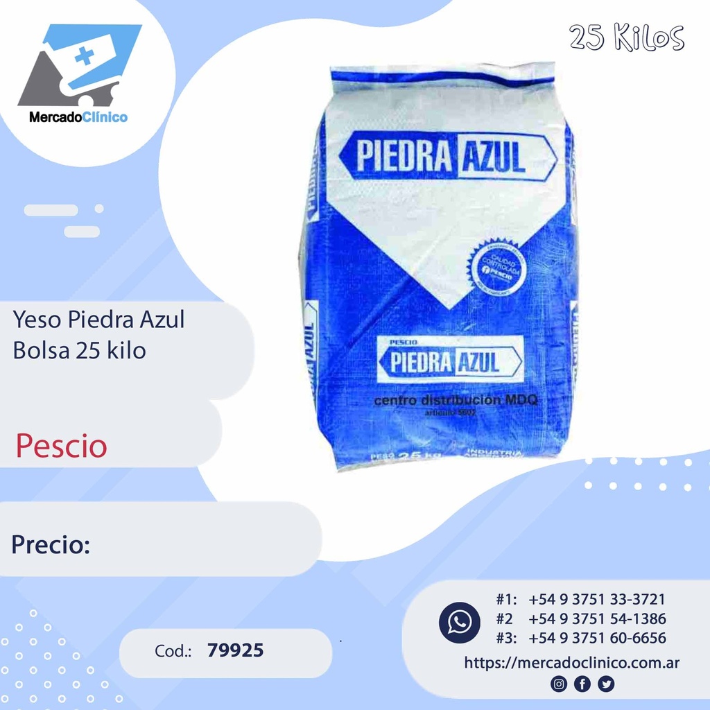 YESO PIEDRA Azul x 25 Kg - Pescio
