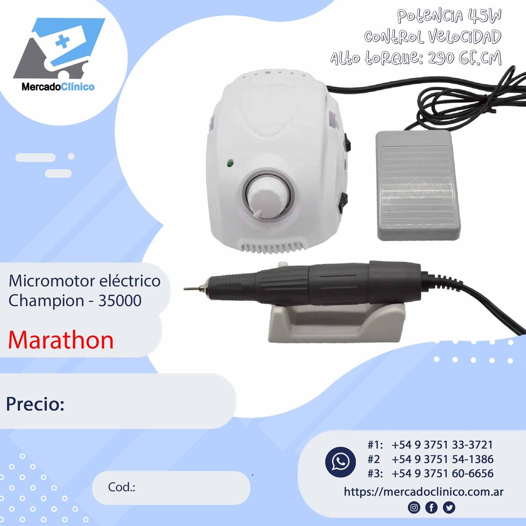 Micromotor eléctrico CHAMPION - 35000rpm - Marathon