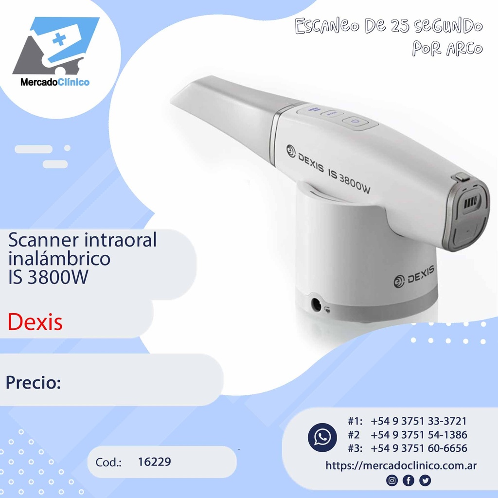 Scanner intraoral inalámbrico IS 3800W - Dexis