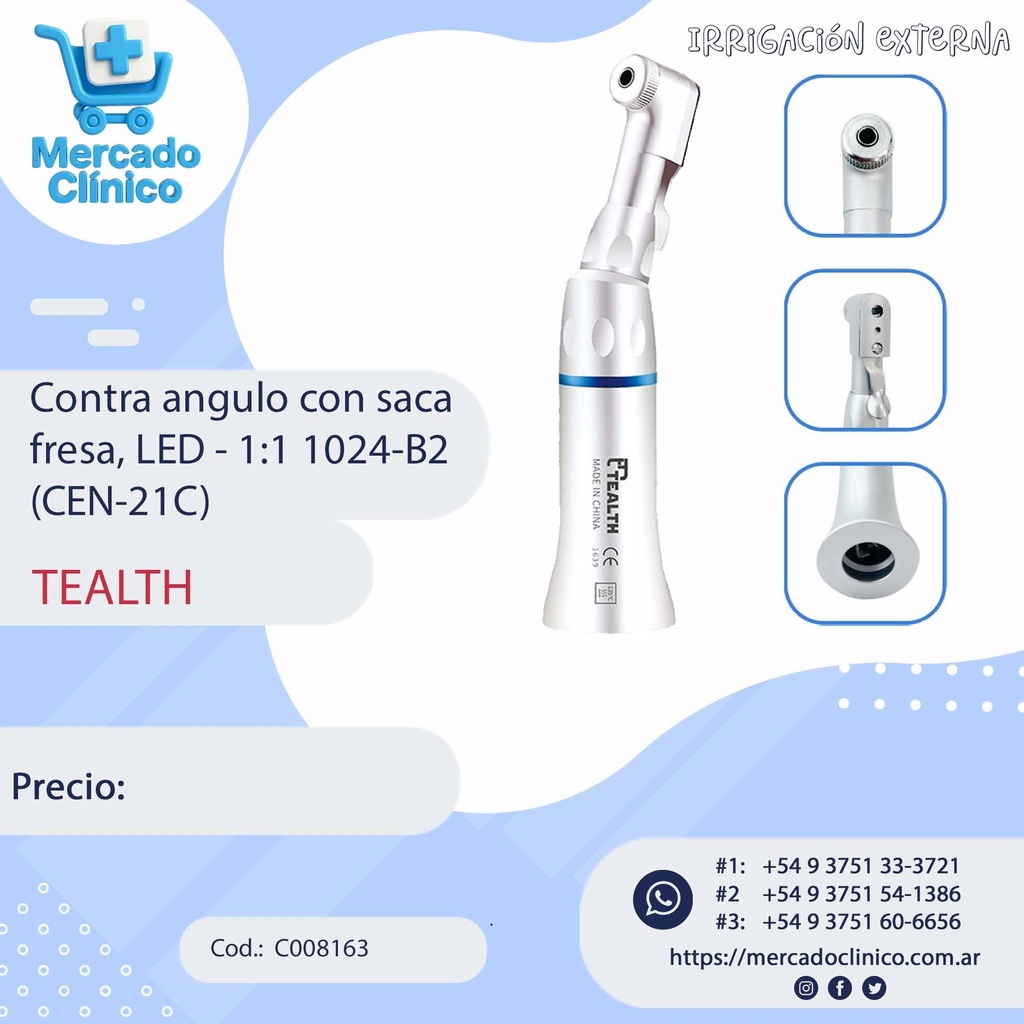 Contra angulo con saca fresa, LED - .:1 1024-B2 (CEN-21C) - TEALTH
