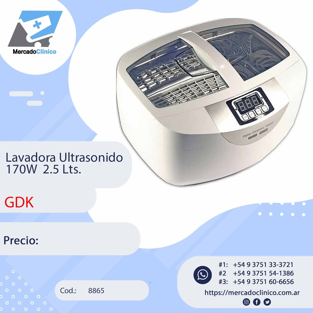 Lavadora Ultrasonido digital 170W  2.5 Lts. - GDK