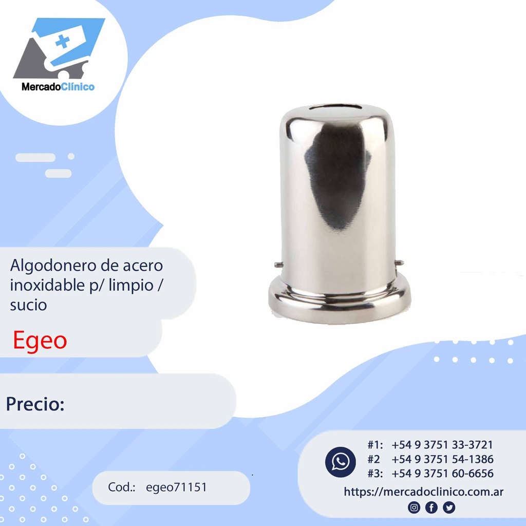 Algodonero de acero inoxidable p/ limpio / sucio - Egeo