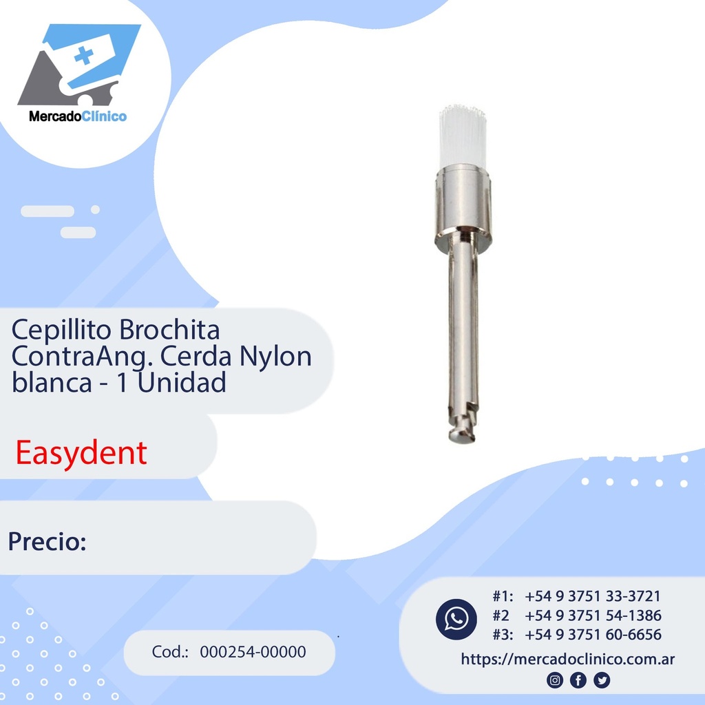 Cepillito Brochita  ContraAng. - Cerda Nylon blanca - 1 Unidad - Easydent