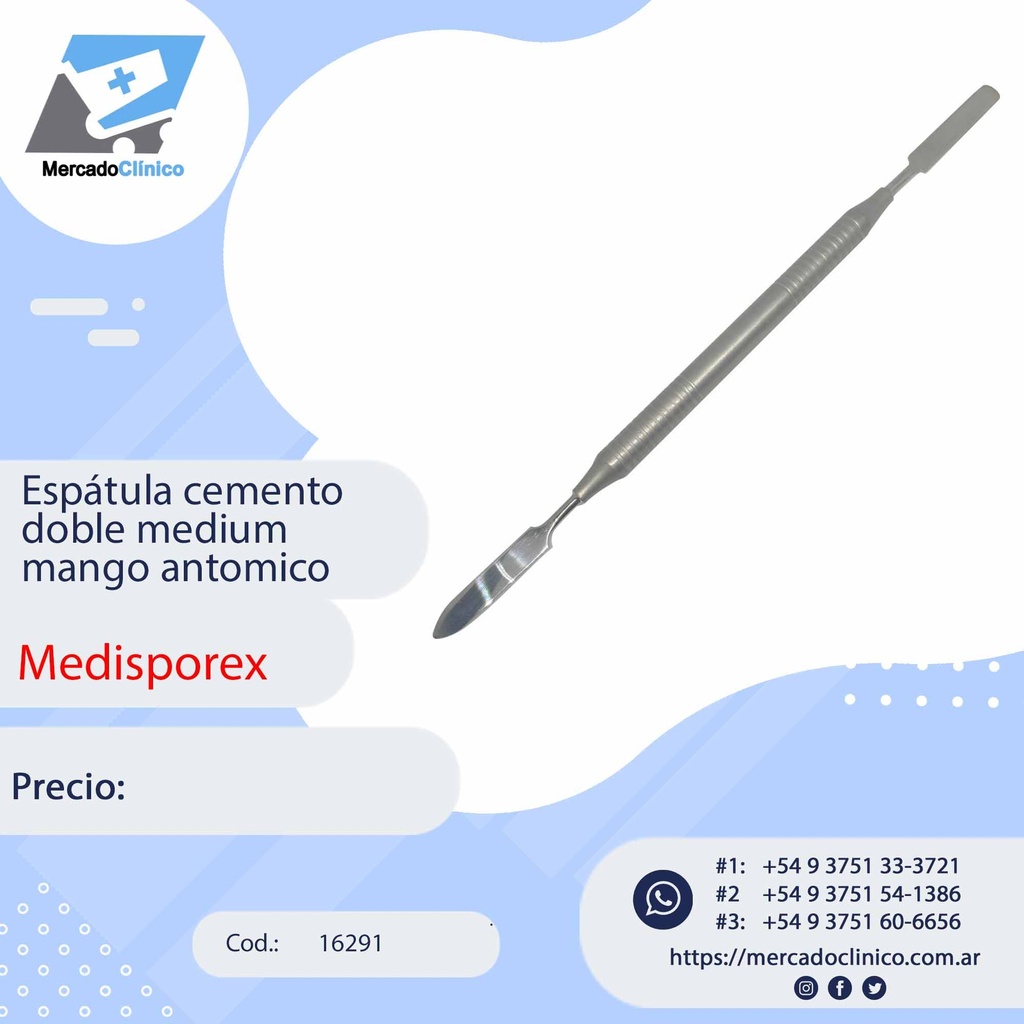 Espátula p/ cemento doble médium mango anatomico - Medisporex