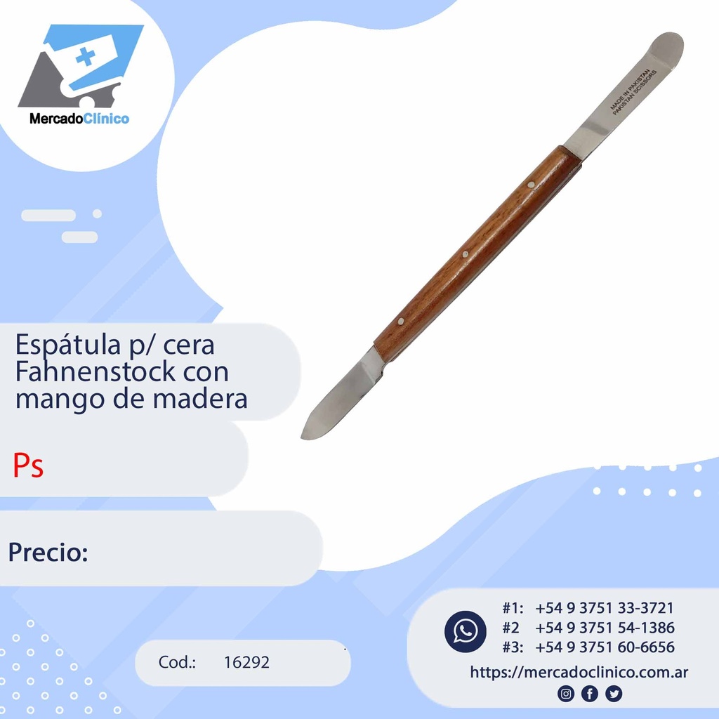 Espátula p/ cera  Fahnenstock con mango de madera - cuchillo - tallador - Ps