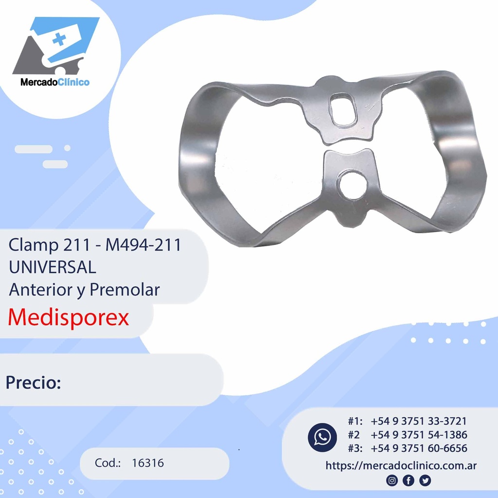 Clamp 211 - M494-211 UNIVERSAL Anterior y Premolar - Medisporex