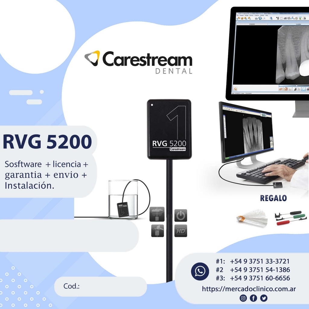 Radiovisógrafo /RVG / Sensor CARESTREAM/  RVG CS5200