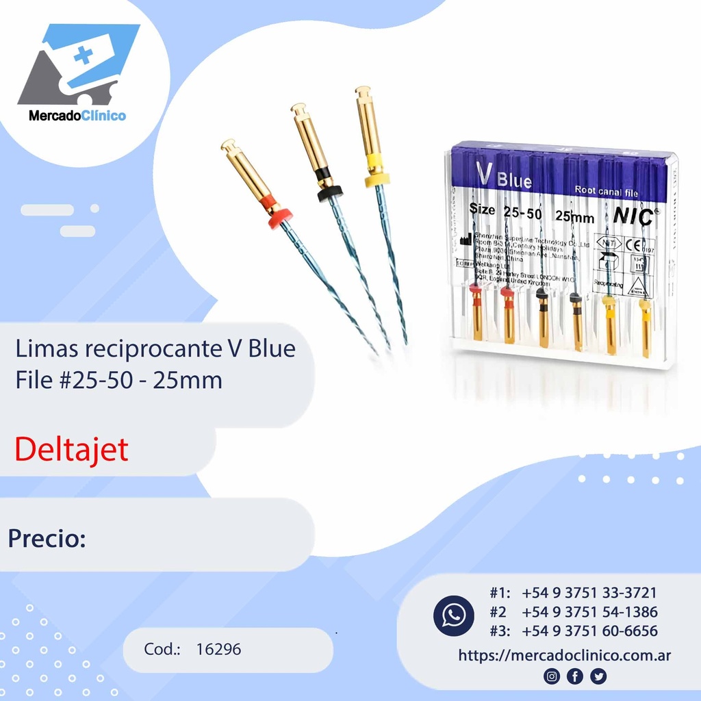 Limas reciprocante V Blue File #25-50 - 25mm - Deltajet
