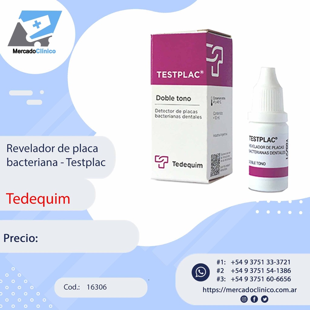 Detector / Revelador de placa bacteriana - Testplac - Tedequim