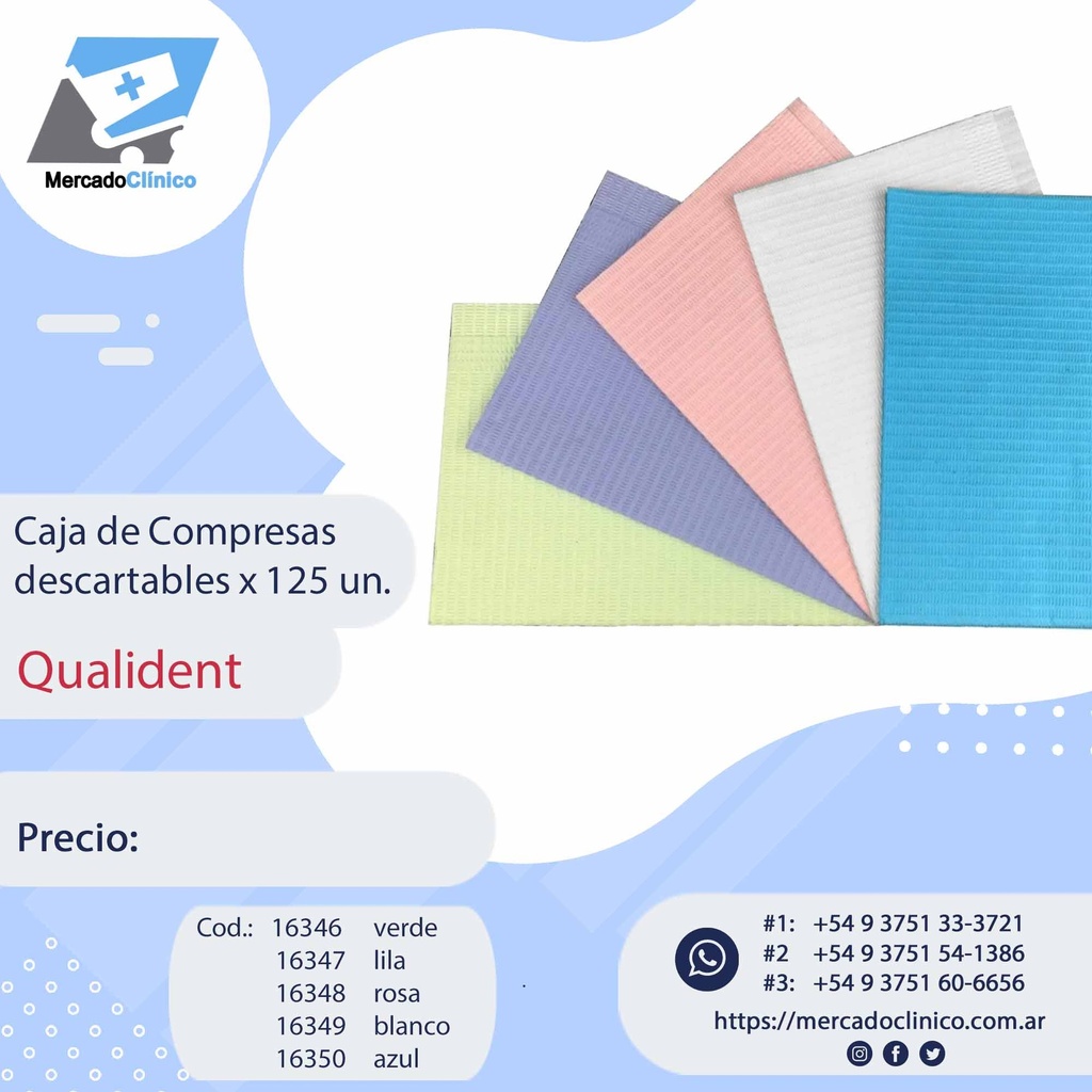 Caja de Compresas  descartables x 125 un - Qualident