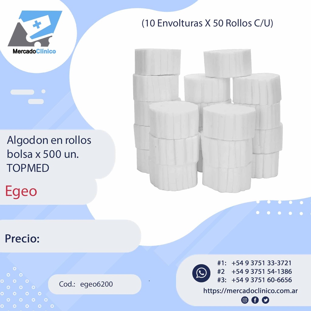 Algodón en rollos  bolsa x 500 un - Topmed Egeo
