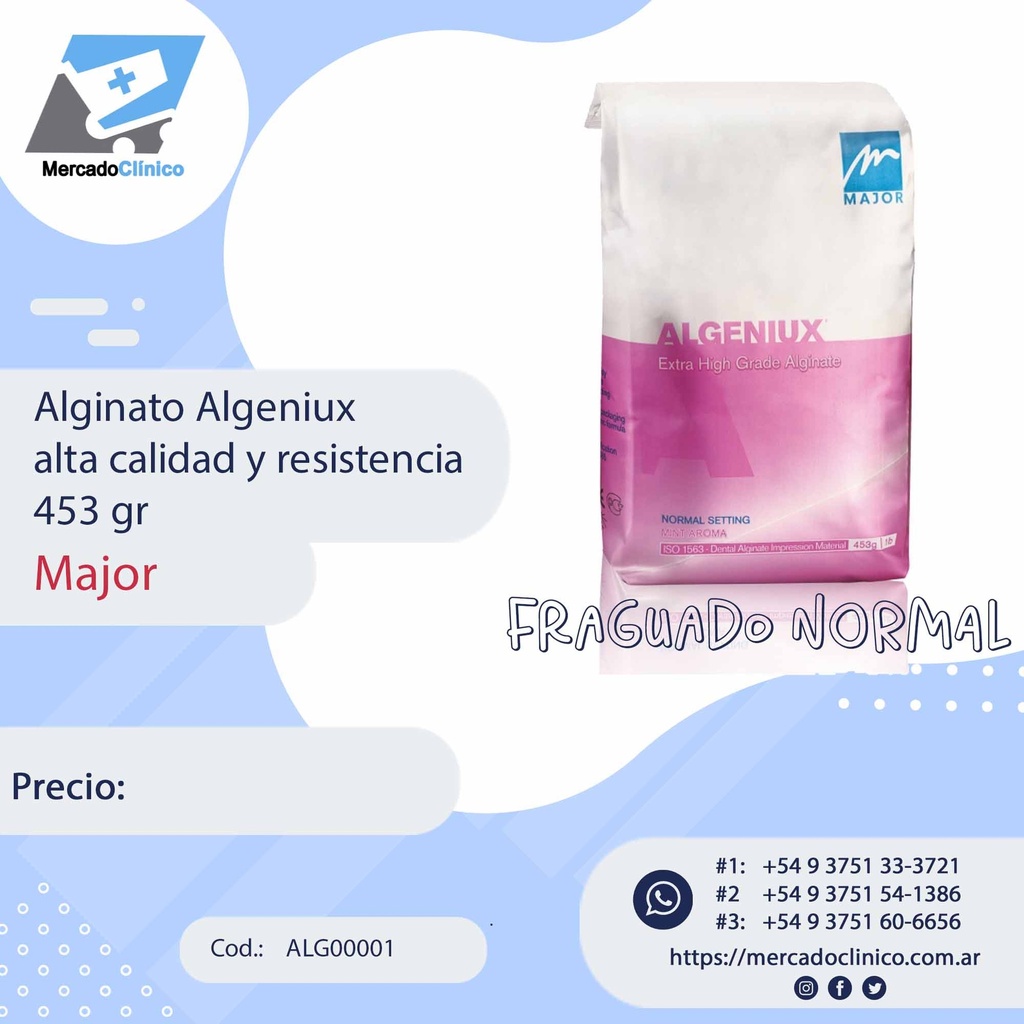 Alginato Algeniux alta calidad y resistencia 453 gr - Major